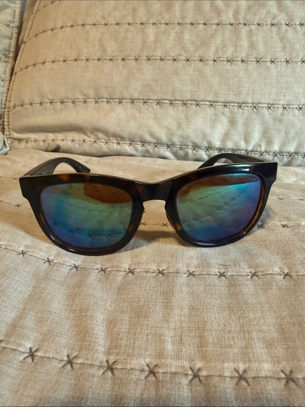 Costa Copra Tortoiseshell Frame Sunglasses with Blue-Green Mirrored Lenses